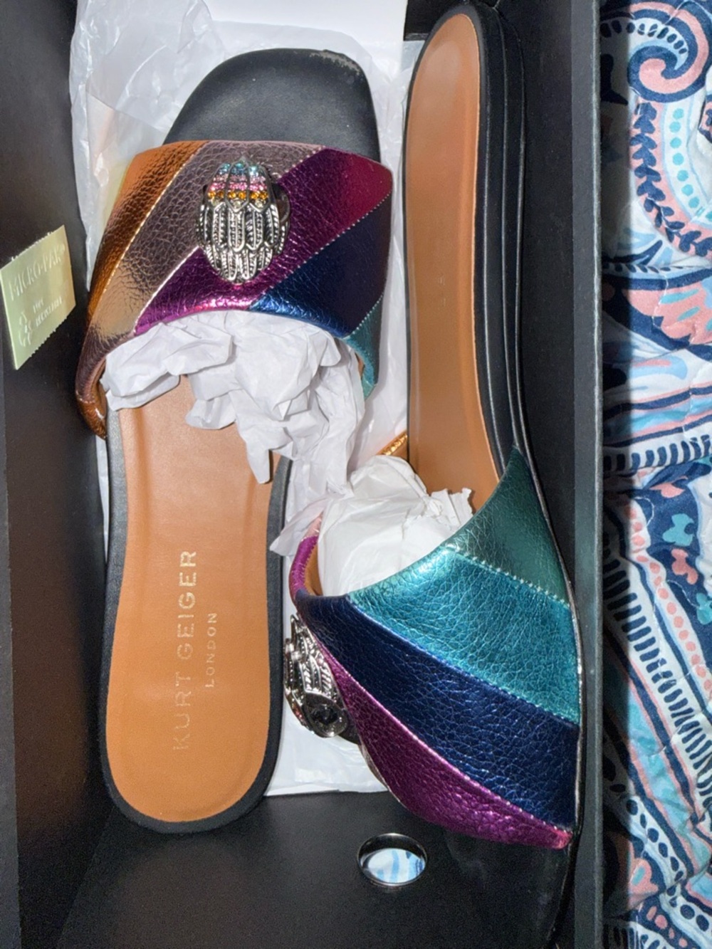 Kurt Geiger London Rainbow Kensington Bag NWT + Slides Sandals Size 9.5 (Worn) - Picture 4 of 9